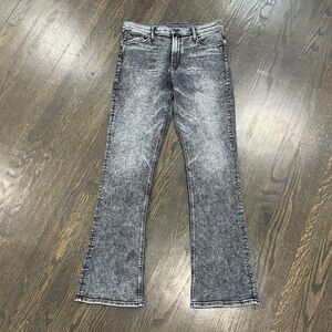 MOTHER Black Gray Acid-Wash Boot Cut Jeans.